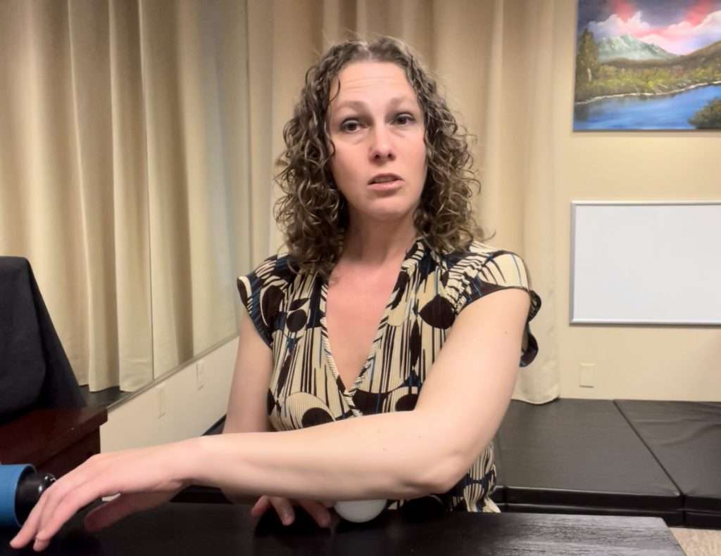 ball assissted self massage forearm