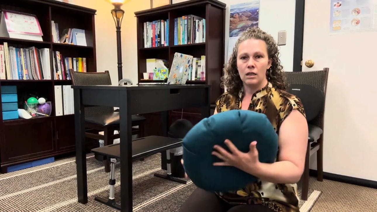 Close up of a buckwheat-filled cushion